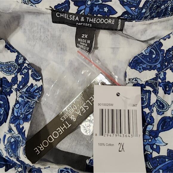 Chelsea & Theodore Paisley Peasant Maxi Sundress Smocked Waist Plus size 2X new - Picture 4 of 12